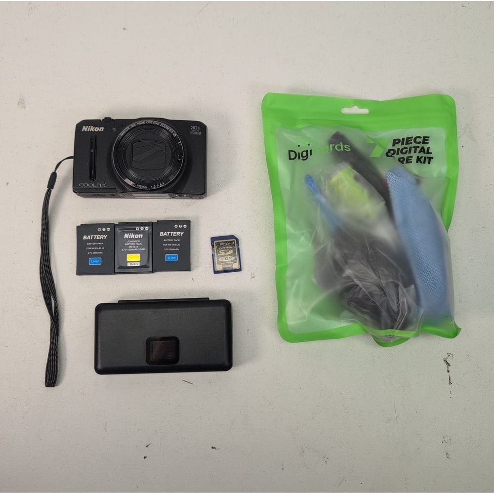 Nikon COOLPIX S9700 16MP 30x Zoom Digital Camera Bundle Batteries Charger
